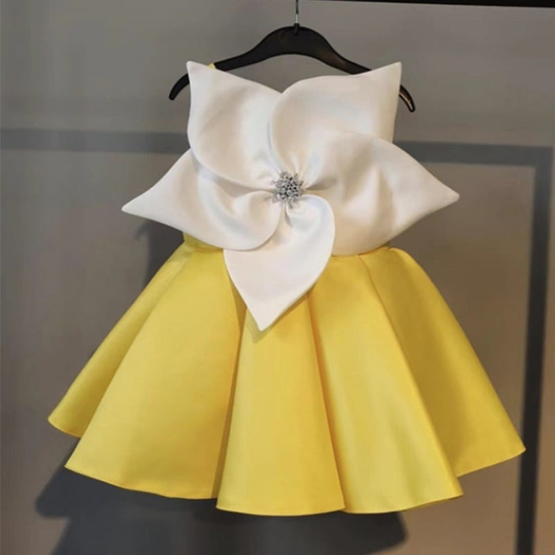 Satin A-Line Flower Girl Dress Boat Neck Sleeveless Flowers