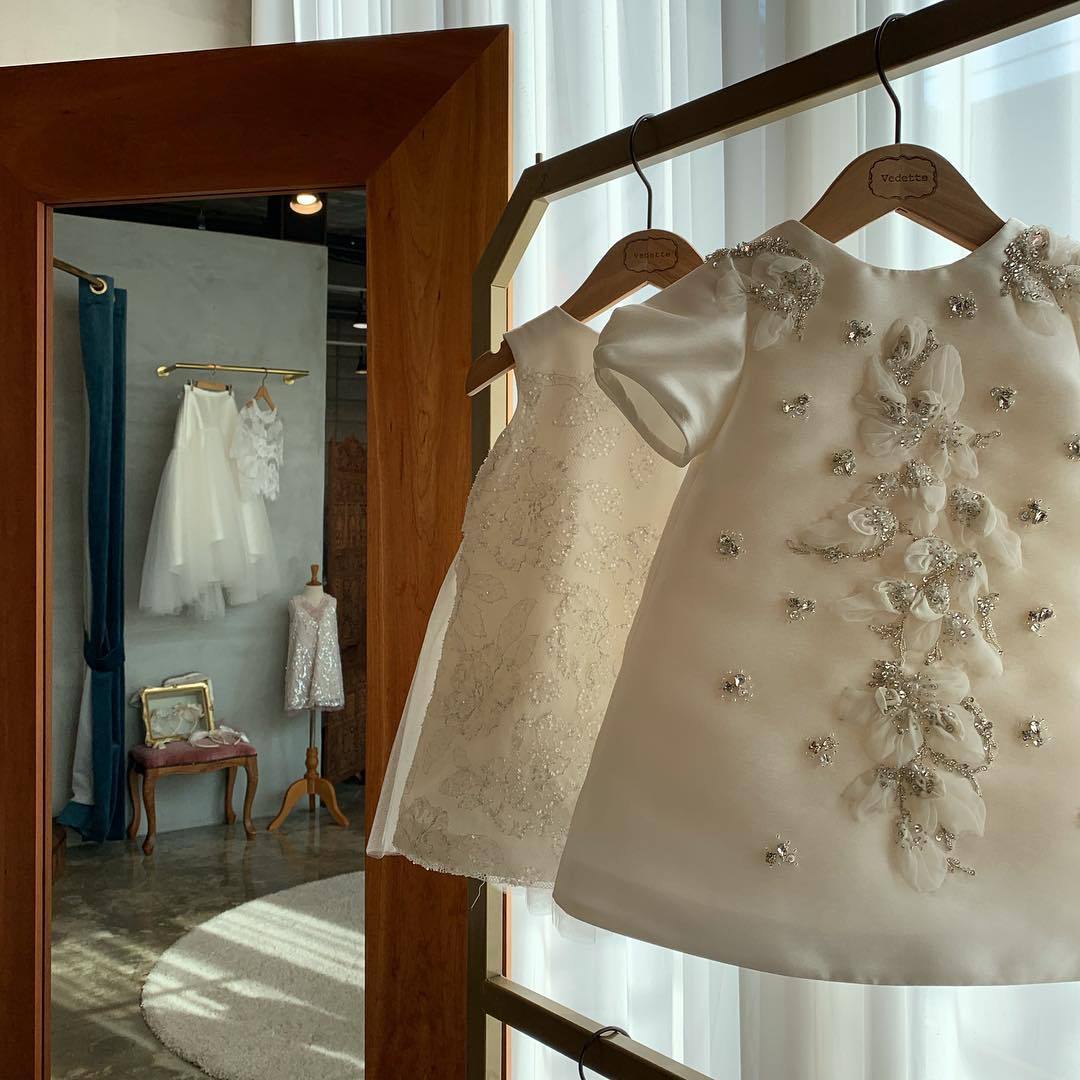 Satin A-Line Flower Girl Dress with Flowers & Sequins