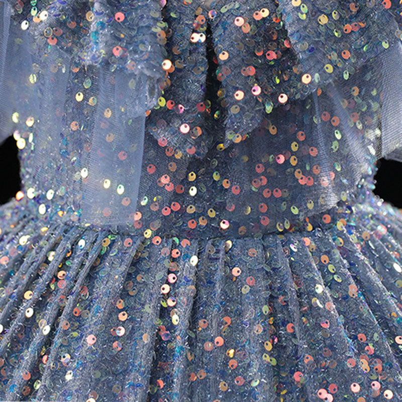 Sequin A-Line Flower Girl Dress | Cold Shoulder