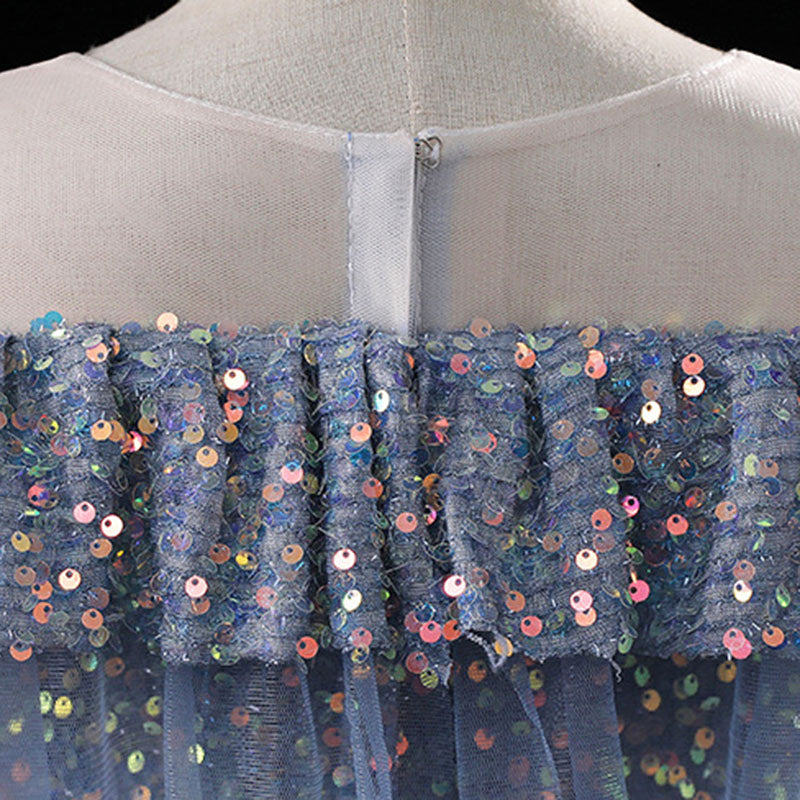 Sequin A-Line Flower Girl Dress | Cold Shoulder