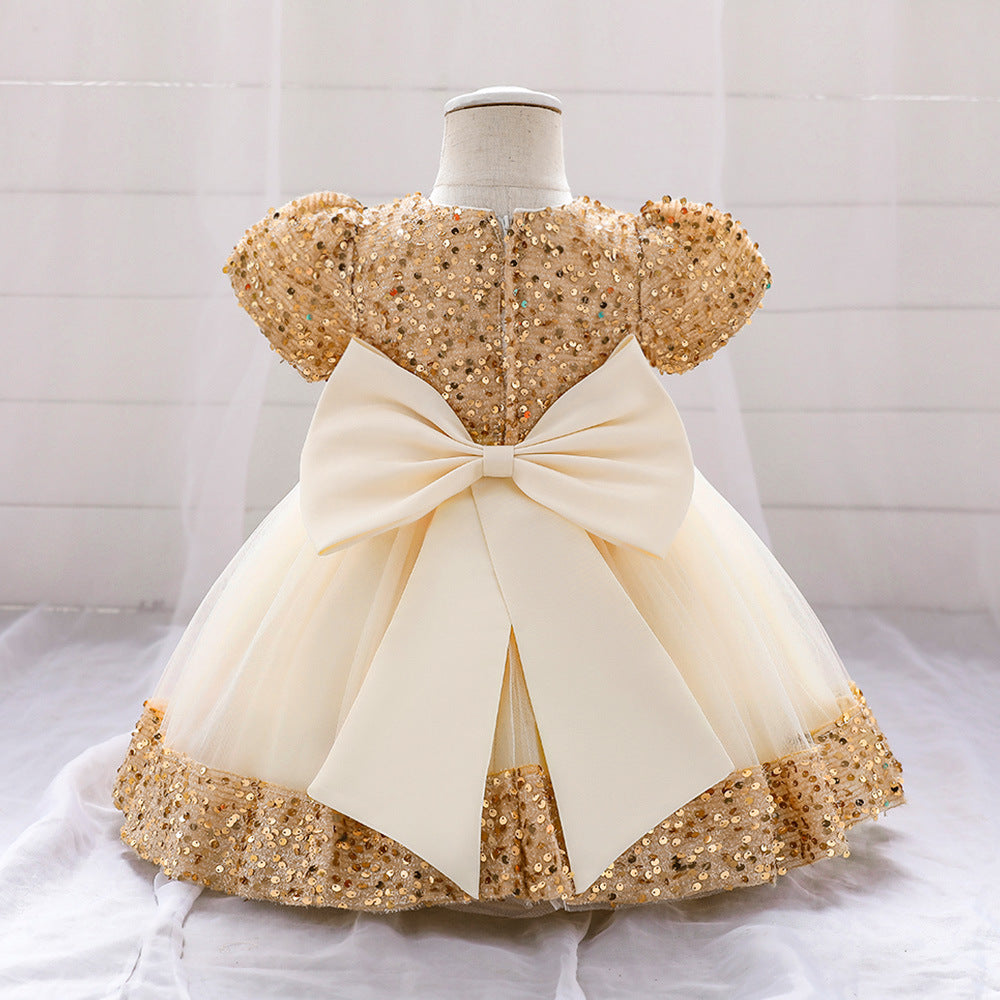 Sequin Tulle Flower Ball Gown Dress for Girls - Party & Special Occasion Outfit