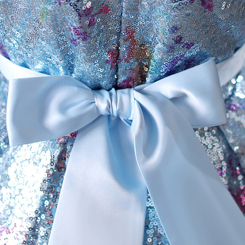 Sequined Princess Flower Girl Dress with Cascading Ruffles