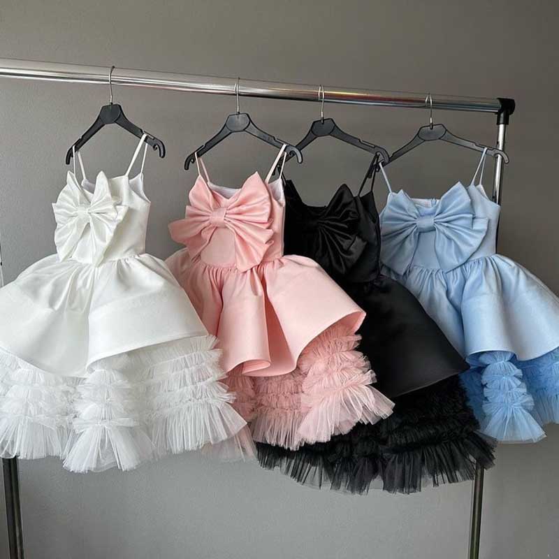 Sleeveless Ball Gown Knee Length Girls Dress | Tiered V-Neck Special Occasion Outfit