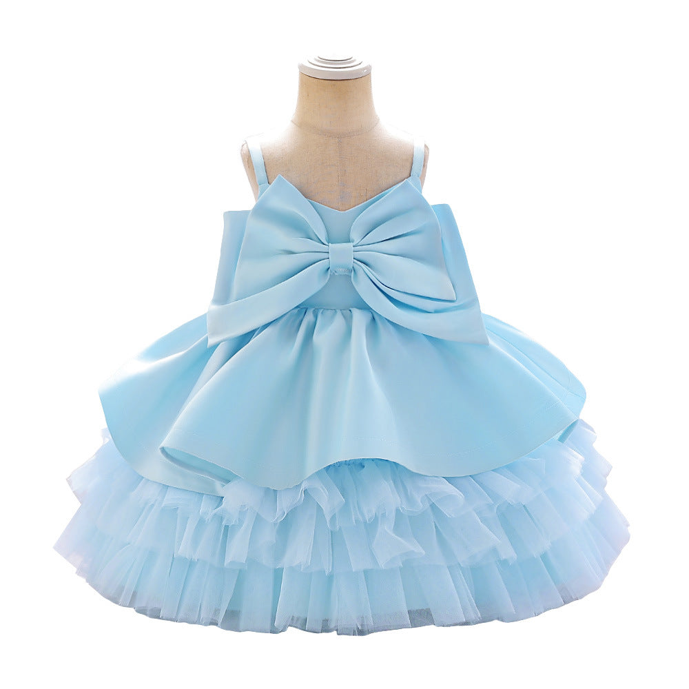 Sleeveless Ball Gown Knee Length Girls Dress | Tiered V-Neck Special Occasion Outfit