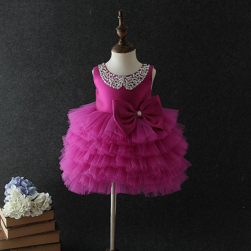 Sleeveless Tiered Tulle Ball Gown Princess Dress for Girls, Knee Length | Special Occasion Party Dress