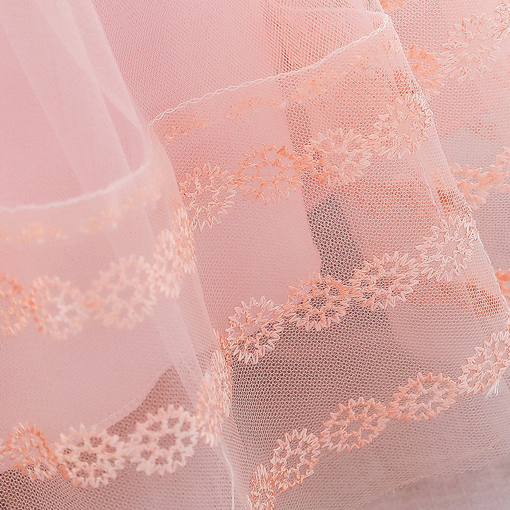 Sleeveless Lace Flower Girl Dress with Floral Tulle Skirt