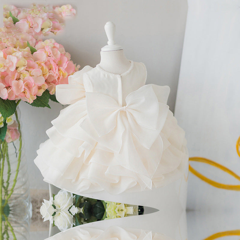 Girls Sleeveless Organza Ball Gown – Floral Tiered Skirt Special Occasion Dress