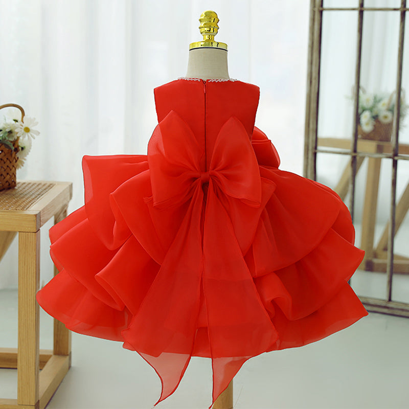 Girls Sleeveless Organza Ball Gown – Floral Tiered Skirt Special Occasion Dress