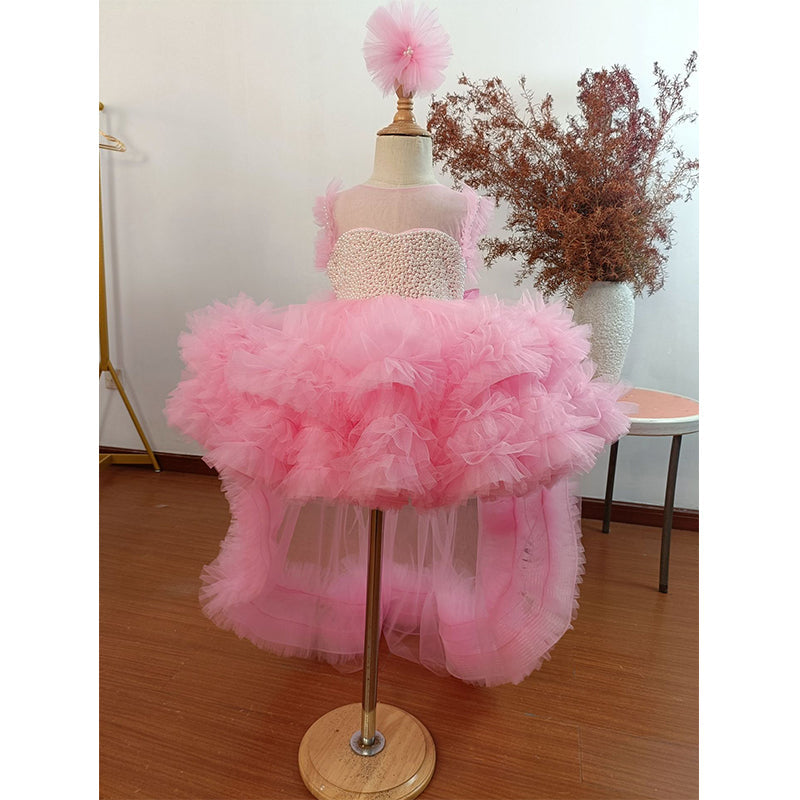 Tea-Length Ball Gown Tulle Dress for Girls – Sequin Tiered Party & Birthday Outfit