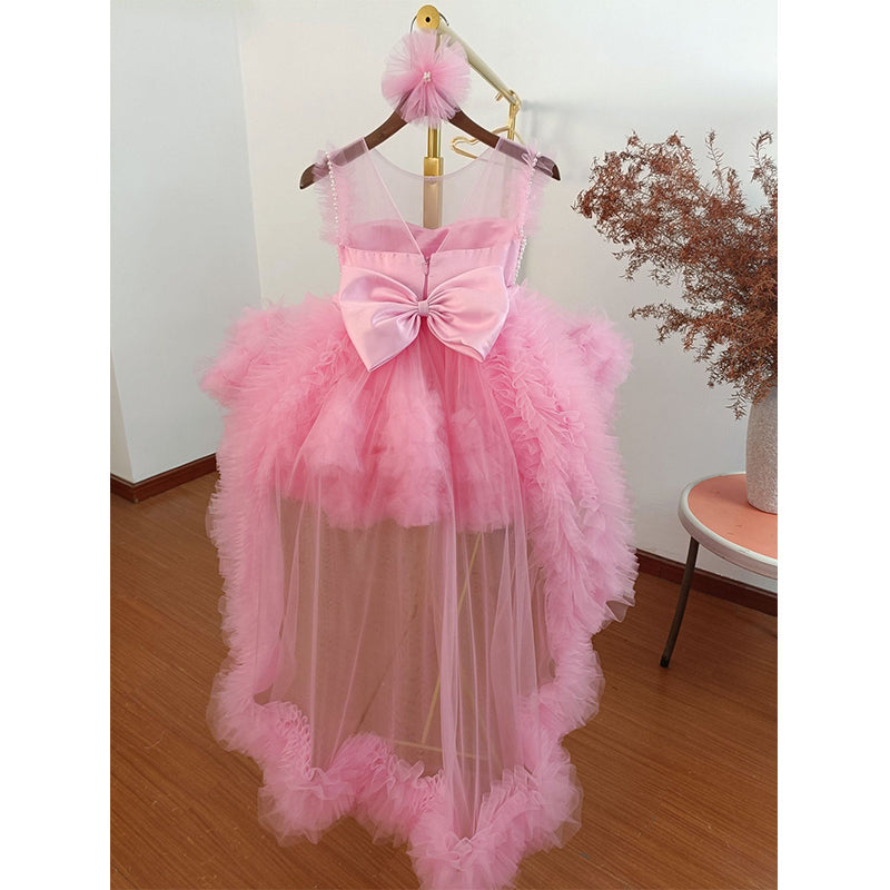 Tea-Length Ball Gown Tulle Dress for Girls – Sequin Tiered Party & Birthday Outfit