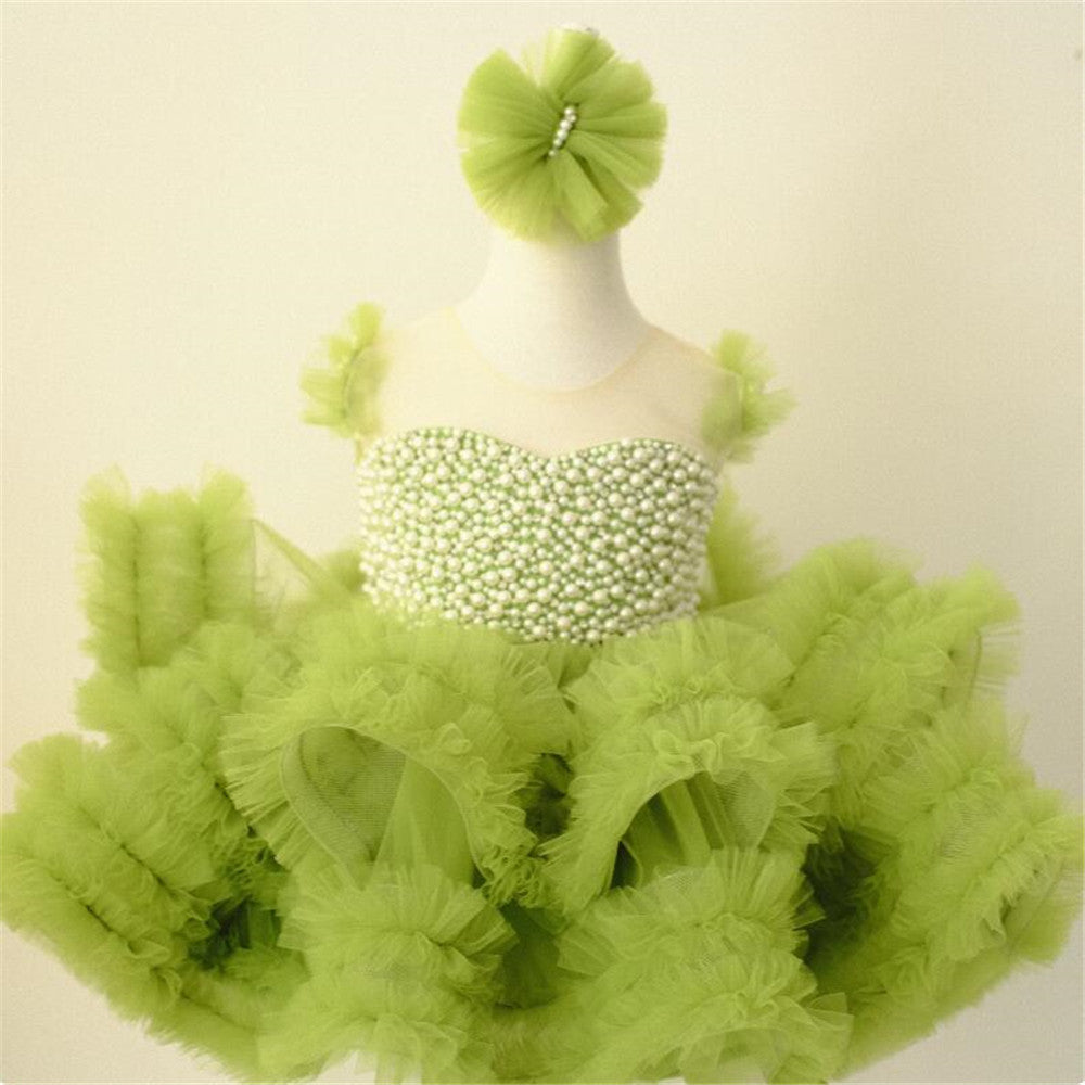 Tea-Length Ball Gown Tulle Dress for Girls – Sequin Tiered Party & Birthday Outfit