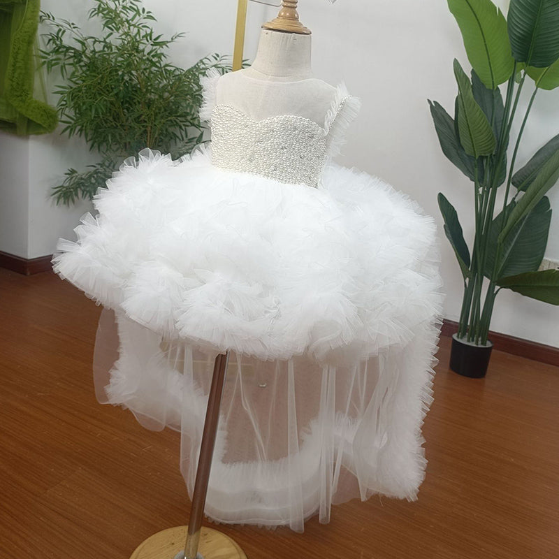 Tea-Length Ball Gown Tulle Dress for Girls – Sequin Tiered Party & Birthday Outfit