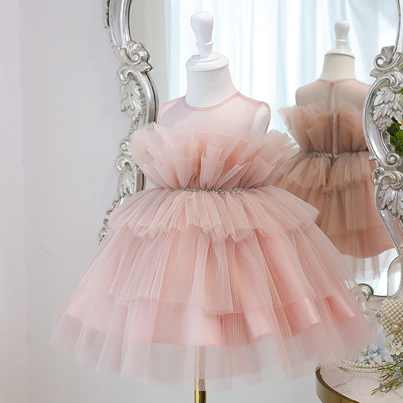 Tea Length Tulle A-Line Flower Girl Dress - Sleeveless