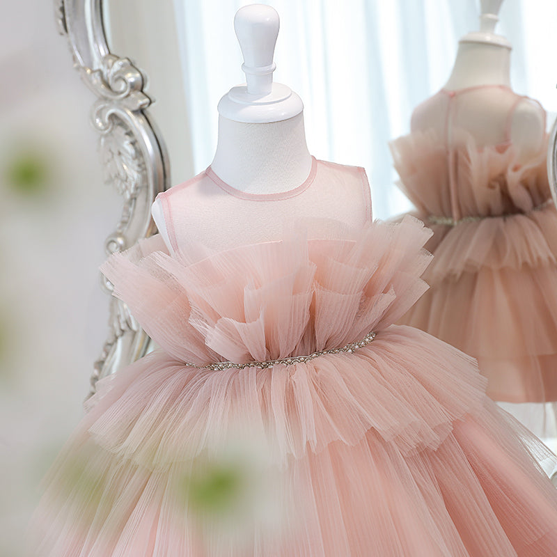 Tea Length Tulle A-Line Flower Girl Dress - Sleeveless