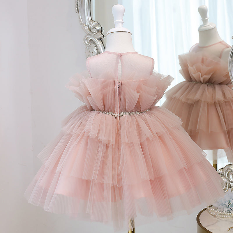 Tea Length Tulle A-Line Flower Girl Dress - Sleeveless