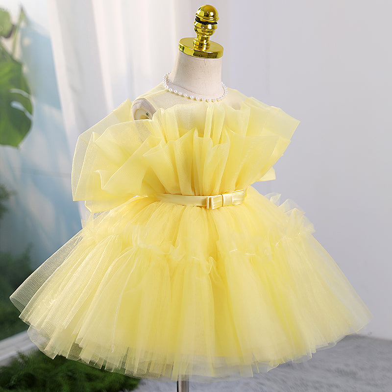 Tulle A-Line Flower Girl Dress with Pleated Skirt
