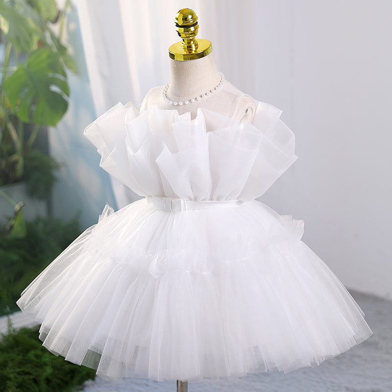 Tulle A-Line Flower Girl Dress with Pleated Skirt