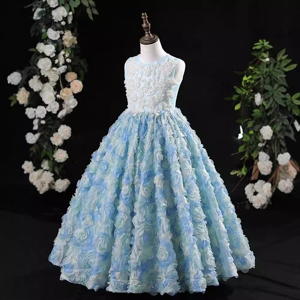White A-Line Princess Flower Girl Dress – Chiffon & Polyester