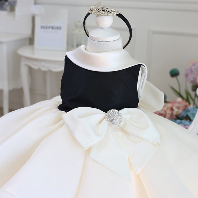 White Halter A-Line Flower Girl Dress - Ruffles & Bow