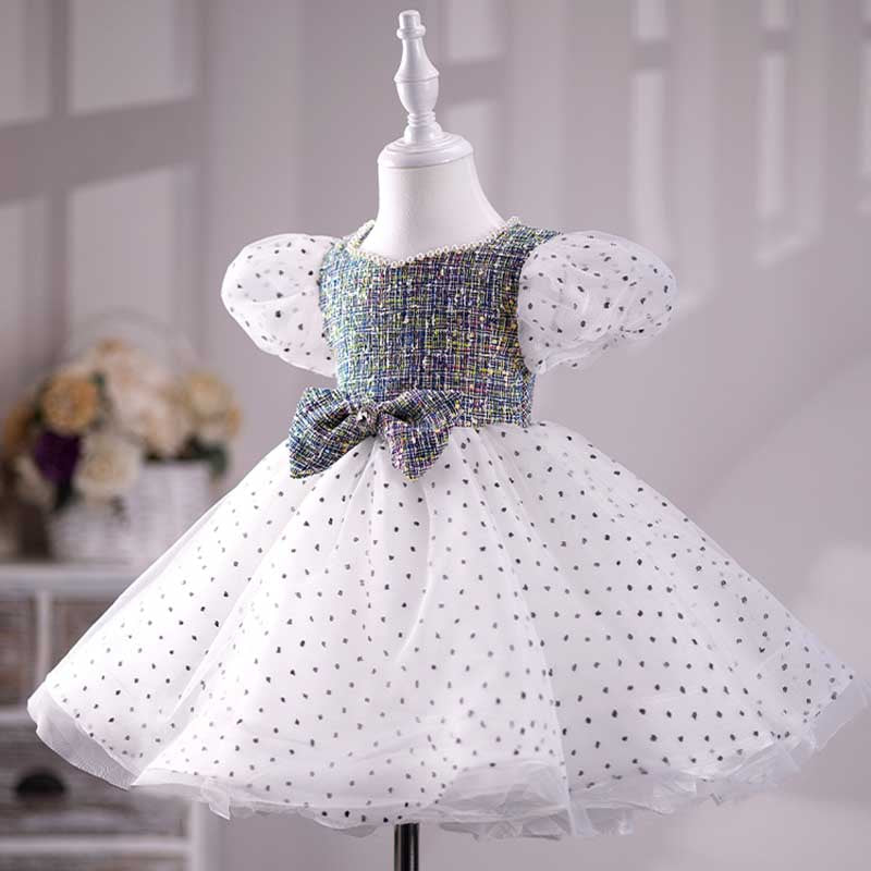White Tulle Princess Dress for Girls – Beaded Tiered Skirt | Special Occasion