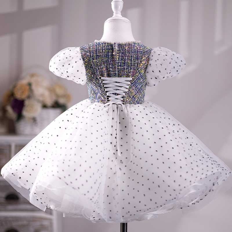 White Tulle Princess Dress for Girls – Beaded Tiered Skirt | Special Occasion