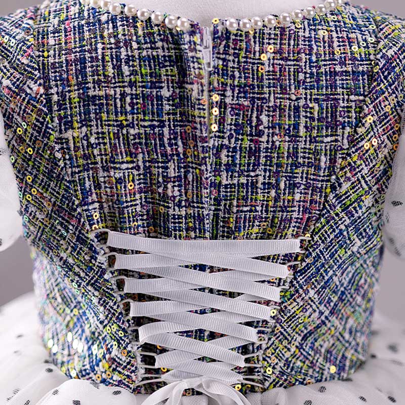 White Tulle Princess Dress for Girls – Beaded Tiered Skirt | Special Occasion