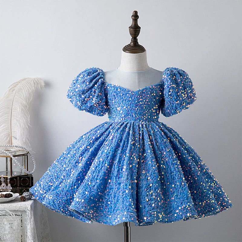 Cinderella Blue Dress Short Princess Round Tea Length Sequined Flower Girl Dress in Blue Mia Princess Cinderella Blue Dress Short Princess Round Tea Length Sequined Flower Girl Dress in Blue Mia Princess