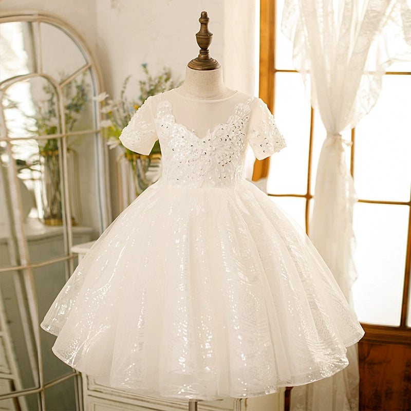 Princess Sweetheart Tea Length Tulle Flower Girl Dress in White | White / 3-4 Years (110cm) Princess Sweetheart Tea Length Tulle Flower Girl Dress in White | White / 3-4 Years (110cm)