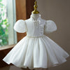 3D Puff Sleeves Pearl Pipa Knot Princess Dress for Girls