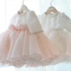A-Line Flower Girl Dress - Satin Bodice, Organza Skirt, Bow