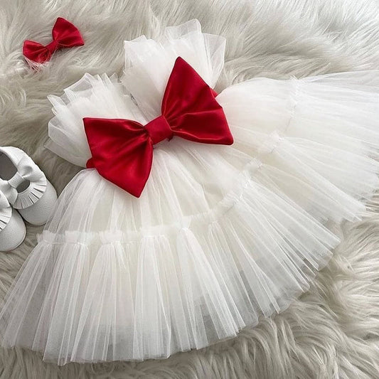 Girls' A-line Illusion Tulle Dress - White Sleeveless Special Occasion Dress