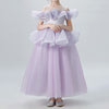A-Line Illusion Sleeveless Tea Length Tiered Skirt Dress for Girls
