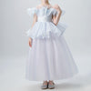 A-Line Illusion Sleeveless Tea Length Tiered Skirt Dress for Girls