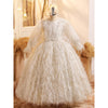 A-Line Long Sleeve Floor-Length Toddler Dress with Fringe