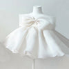 A-Line Organza Flower Girl Dress with Bow and Illusion Neckline