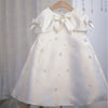 A-Line Satin Flower Girl Dress with Sequins and Pearls