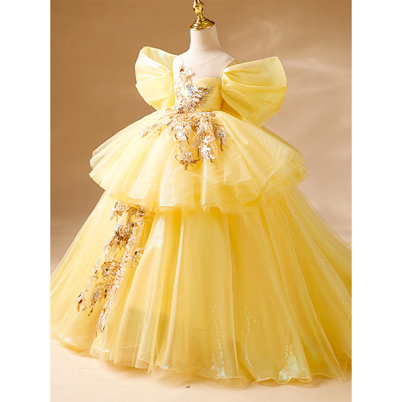 A-Line Sweetheart Yellow Organza Flower Girl Dress for Special Occasion