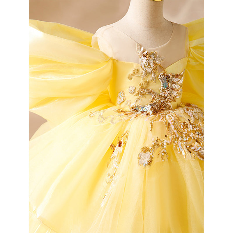 A-Line Sweetheart Yellow Organza Flower Girl Dress for Special Occasion