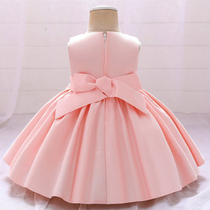 A-line Tea-Length Flower Girl Dress with Beaded Floral Lace