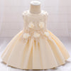 A-line Tea-Length Flower Girl Dress with Beaded Floral Lace