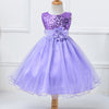 A-line Tea-Length Sequined Flower Girl Dress with Bows