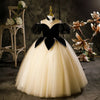Robe de princesse noire en tulle pour fille - Épaules dénudées et perles