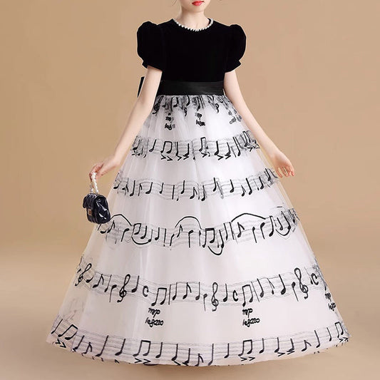 Black Tulle Ball Gown for Girls with Bows – Birthday, Party & Ceremony Dress