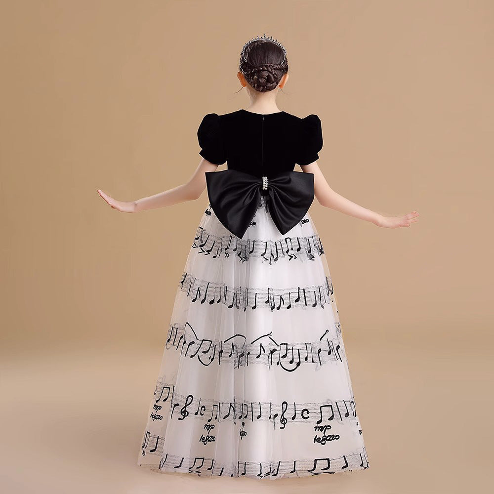 Black Tulle Ball Gown for Girls with Bows – Birthday, Party & Ceremony Dress