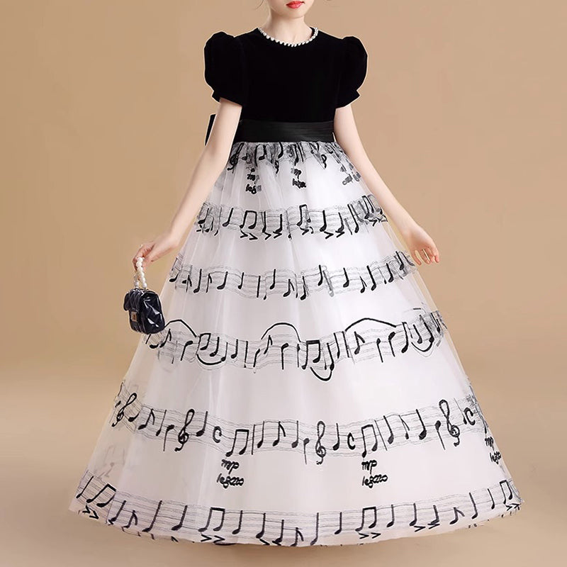 Black Tulle Ball Gown for Girls with Bows – Birthday, Party & Ceremony Dress