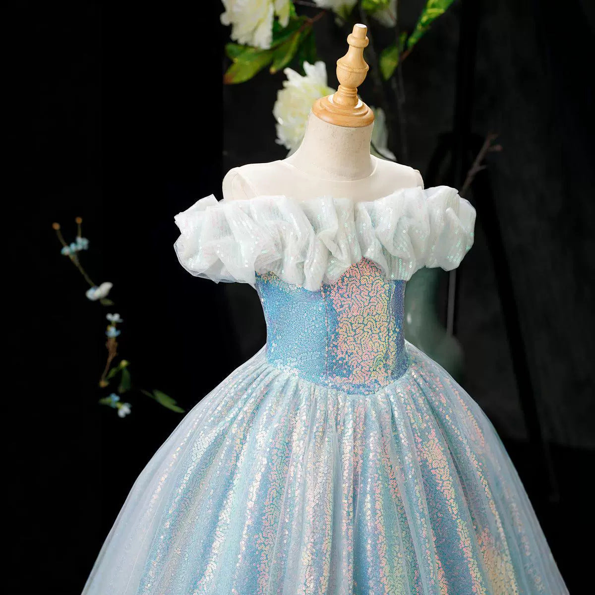 Blue A-Line Princess Flower Girl Dress – Tulle & Chiffon
