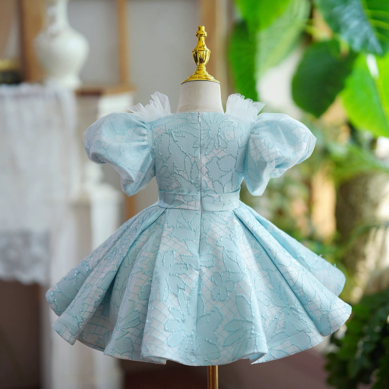 Blue A-Line Princess Flower Girl Dress – Tulle & Polyester