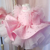 Blue Ball Gown Flower Girl Dress with Sequins and Fringe