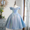 Blue Sequined A-Line Princess Dress for Girls