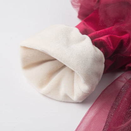 Burgundy Princess Flower Girl Dress with Cascading Ruffles and Bow